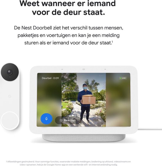 Google Nest Videodeurbel - Deurbeldrukker - Batterij - Wit