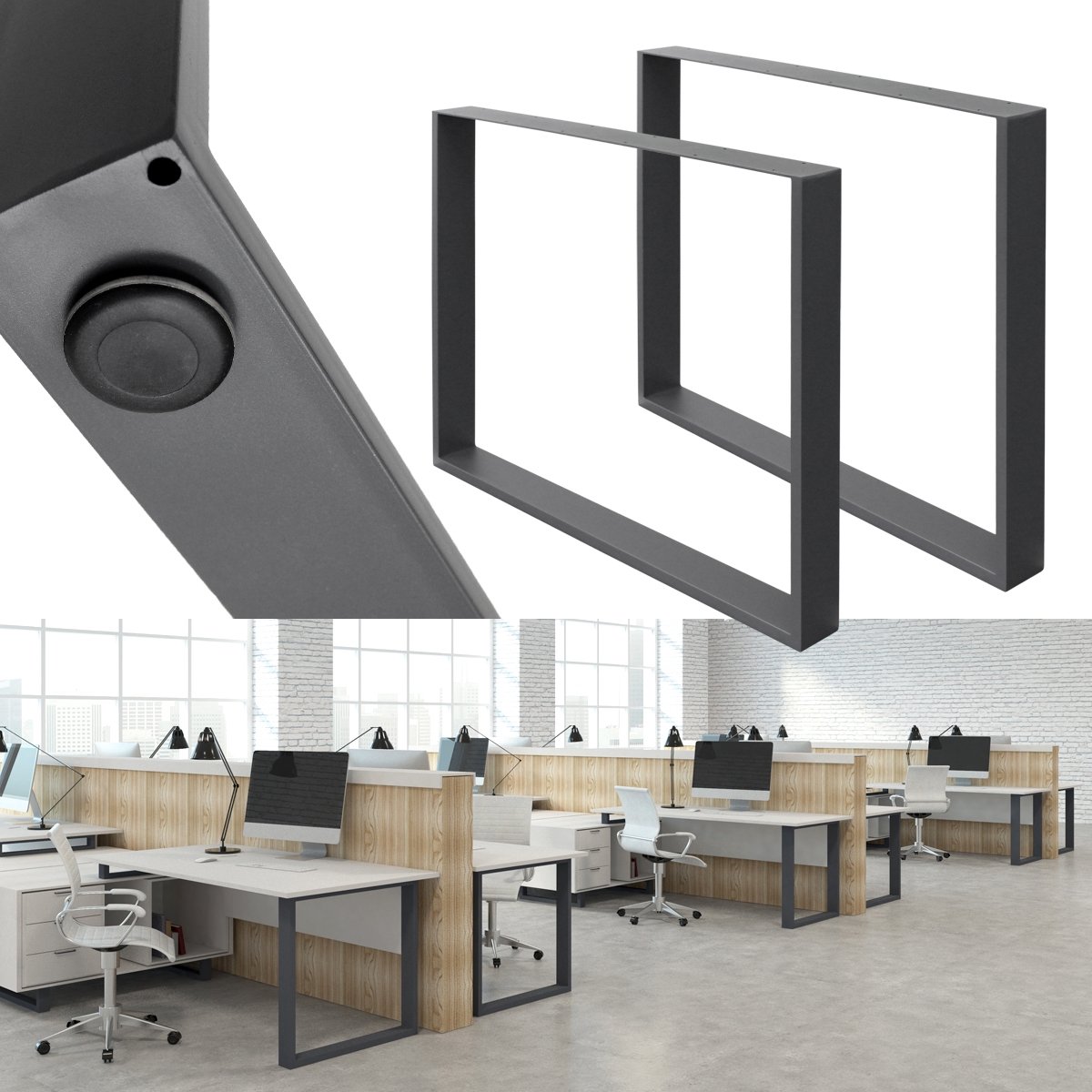 ecd germany 2x tafelpoten set industrieel ontwerp 80 x 72 cm antraciet gepoedercoat staal met stevige tafelframe voor eettafels bureaus en stabiele metalen tafellopers tafelpoten en onderstel voor moderne meubels
