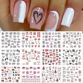 12 Stuks Nagelstickers – Nail Art Stickers – L'Amour Liefde