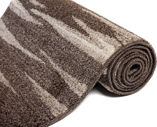 Tapiso Sari Tapis Coureur Marron Moderne Salon Couloir Tapis Taille- 90x400