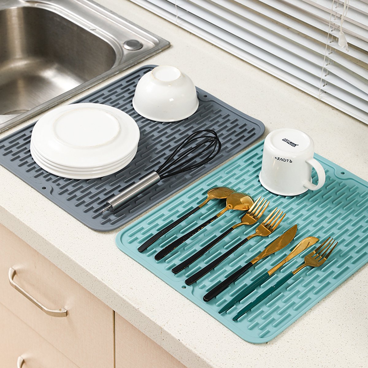 Silicone Dish Drying Mat SinkSide - Jade Green