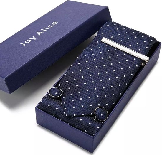 JEMYGINS Effen vlinderdas en pochet met manchetknopen sets voor heren, donkerblauw 4, M
