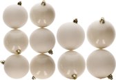 Kunststof kerstballen - 10x stuks - wol wit - 8 en 10 cm