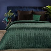Oneiro’s luxe FRIDA Type 1 Beddensprei Groen - 220x240 cm – bedsprei 2 persoons - beige – beddengoed – slaapkamer – spreien – dekens – wonen – slapen
