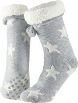 Chaussettes de maison antidérapantes pour femmes / chaussons chaussettes gris / étoiles blanches taille 36-41