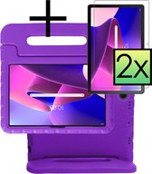 Hoesje Geschikt voor Lenovo Tab M10 Plus 3rd Gen Hoesje Kinderhoes Shockproof Hoes Kids Case Met 2x Screenprotector - Paars