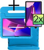 Hoesje Geschikt voor Lenovo Tab M10 Plus 3rd Gen Hoesje Kinderhoes Shockproof Hoes Kids Case Met 2x Screenprotector - Blauw