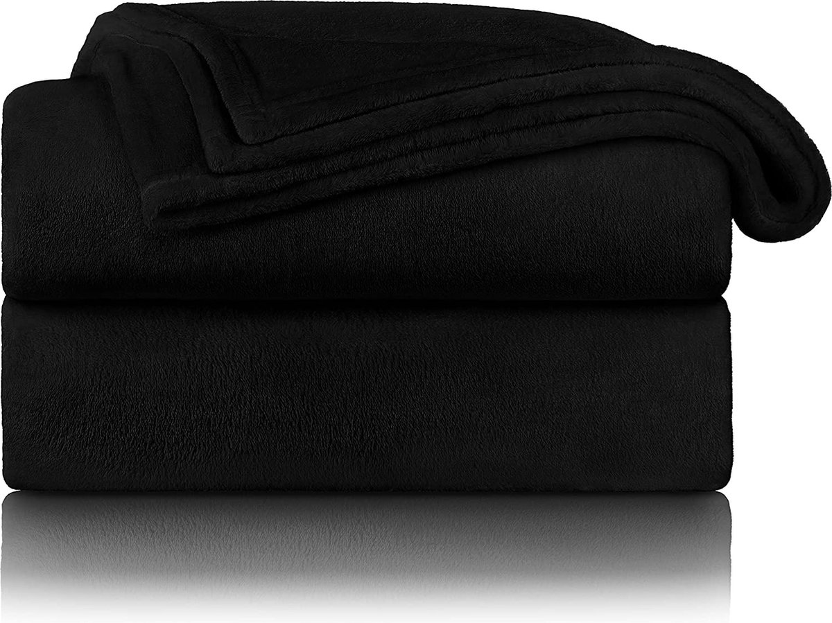 HOME Germany Deken – Woonkamer Slaapkamer – Fleece Deken – Premium Winter Deken zwart