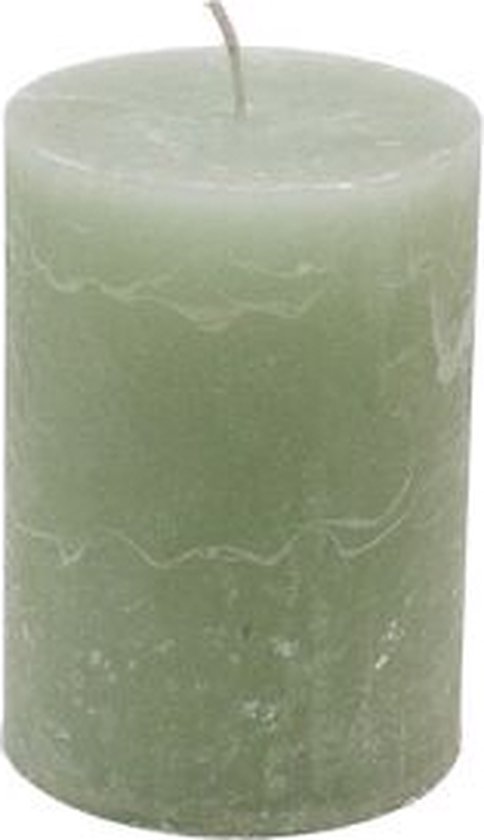 Bougie pilier - vert clair - 7x10 cm - paraffine - lot de 4