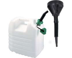 EDA Brandstof jerrycan - wit - kunststof - 20 liters - incl. vul trechter - 39 cm - Benzine - Diesel