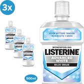 Bol.com Listerine Advanced White Mondspoeling 500 ml - Pack of 3 aanbieding