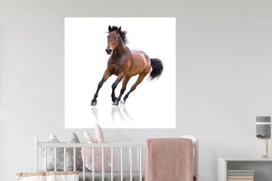 Muurstickers - Sticker Folie - Paard - Bruin - Wit - 100x100 cm - Plakfolie - Muurstickers Kinderkamer - Zelfklevend Behang XXL - Zelfklevend behangpapier - Stickerfolie