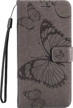 Mobigear Telefoonhoesje geschikt voor Vivo Y21s Hoesje | Mobigear Butterfly Bookcase Portemonnee | Pasjeshouder voor 2 Pasjes | Telefoonhoesje voor Pinpas / OV Kaart / Rijbewijs - Grijs