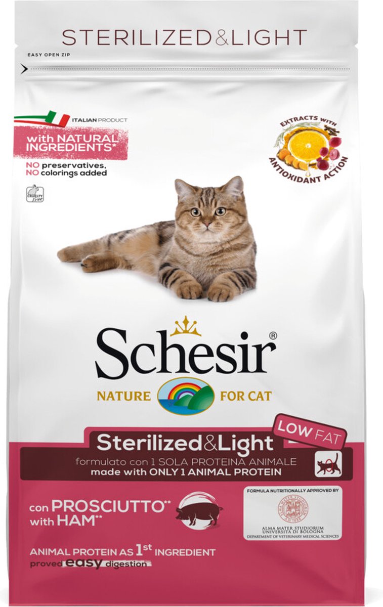 8x Schesir Kattenvoer Dry Sterilized Ham 400 gr