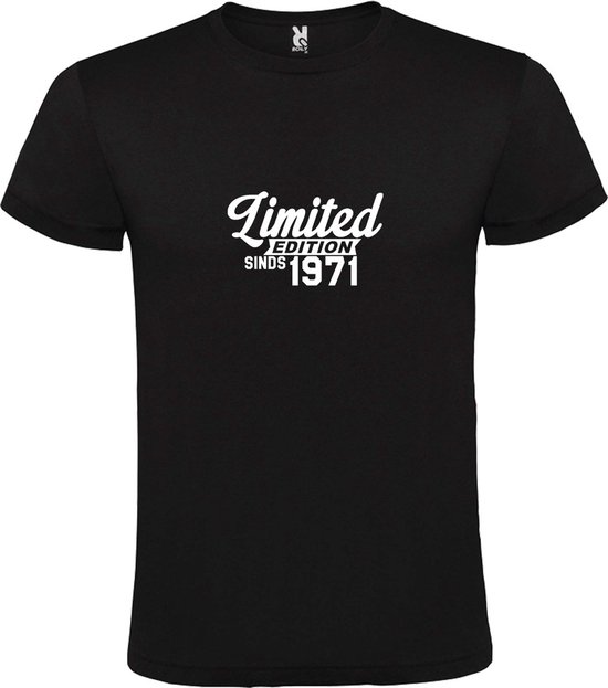 Zwart T-Shirt met “ Limited edition sinds 1971 “ Afbeelding Wit Size XXXL