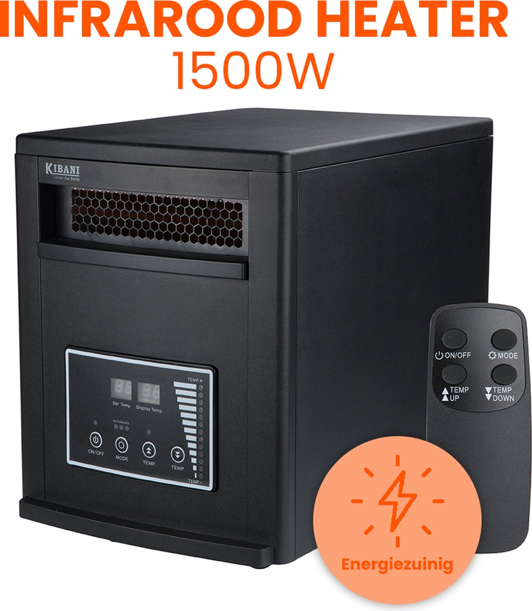Kibani Infrarood Heater 1500 Watt - Kachel met 3 warmtestanden - Elektrische verwarming - Kibani
