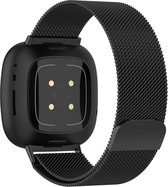 Milanees bandje - geschikt voor Fitbit Versa 3, Versa 4 / Sense - M/L - zwart