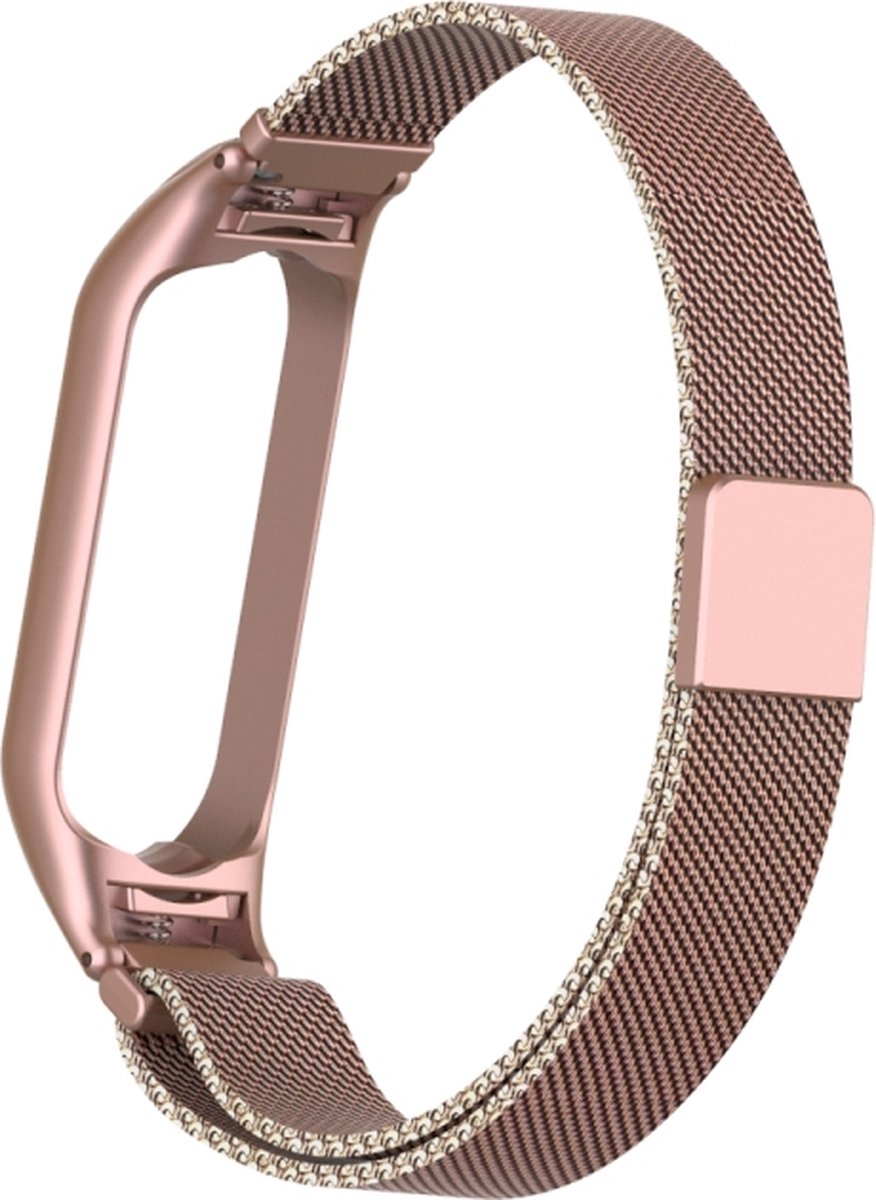 Milanees bandje - geschikt voor Xiaomi Mi Band 5 / Mi Band 6 - rosegoud