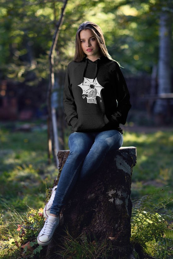 Rick & Rich - Zwart Hoodie - Umbrella - The Addams Family - Gothic Hoodie - Wednesday Hoodie - Zwart Wednesday Hoodie - Zwart Hoodie maat XS - Hoodie met ronde hals - Wednesday Addams - Hoodie Vrouw