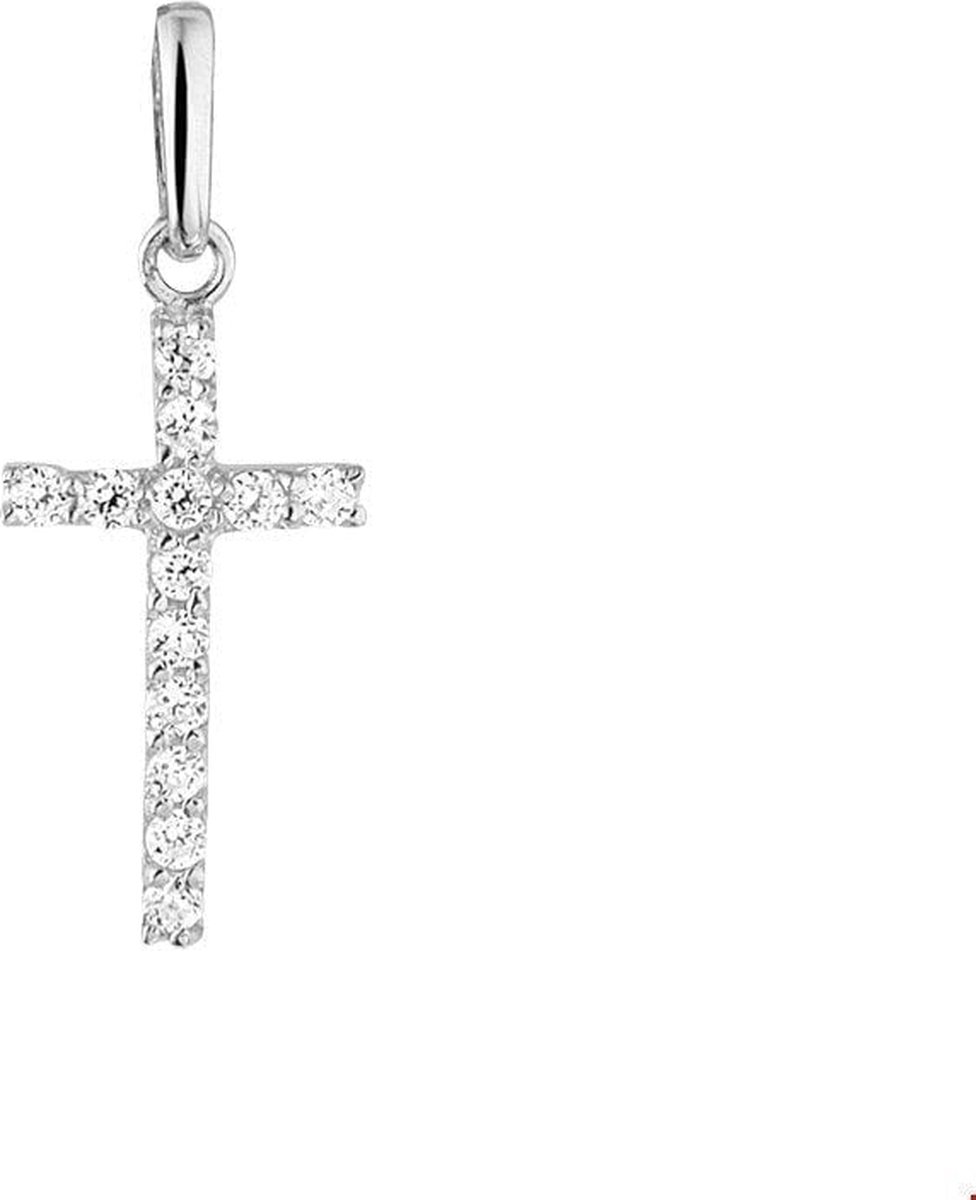Witgouden Hanger kruis zirkonia 4104640