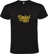 Zwart T-Shirt met “ Limited edition sinds 1967 “ Afbeelding Goud Size L
