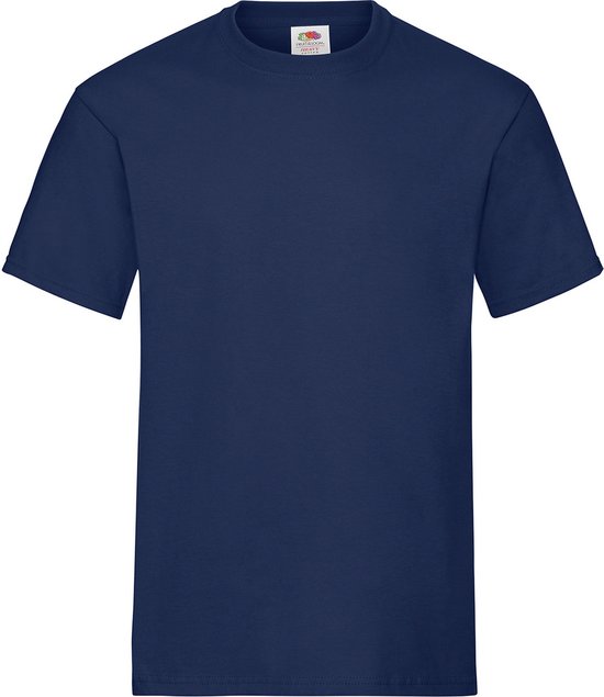 Set van 2x stuks t-shirts donkerblauw/navy heren - Ronde hals - 195 g/m2 - Ondershirt/shirt blauw - Voor mannen, maat: L (EU 52)