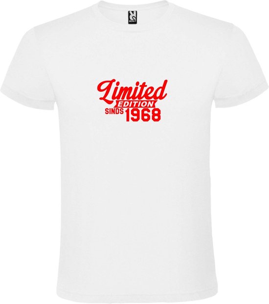 Wit T-Shirt met “ Limited edition sinds 1968 “ Afbeelding Rood Size L