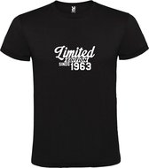 Zwart T-Shirt met “ Limited edition sinds 1963 “ Afbeelding Wit Size L