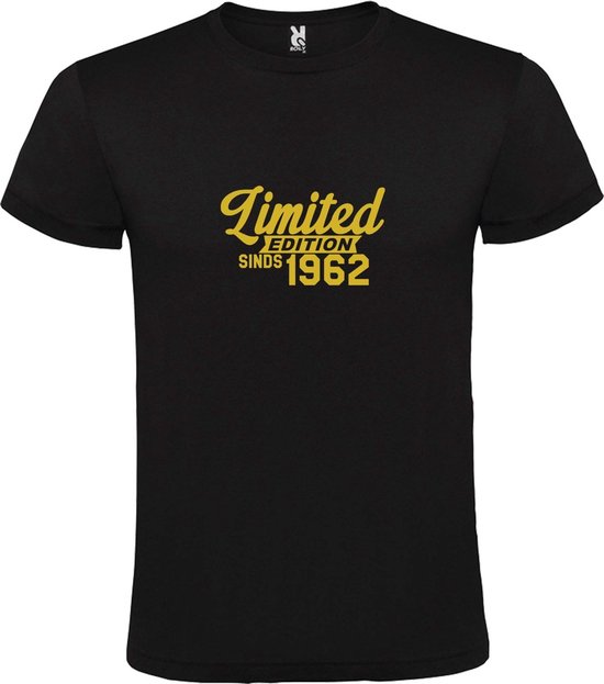 Zwart T-Shirt met “ Limited edition sinds 1962 “ Afbeelding Goud Size M