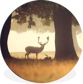 Cercle mural - Cercle mural - Cerf - Arbres - Forêt - Aluminium - ⌀ 30 cm - Intérieur et extérieur