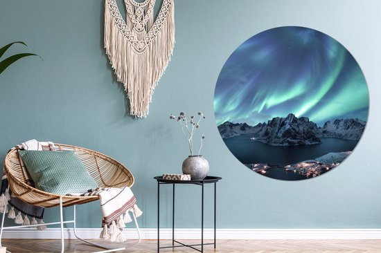 Wall Circle - Wall Circle - Aurores boréales - Vert - Mer - Aluminium - ⌀ 120 cm - Intérieur et Extérieur XXL