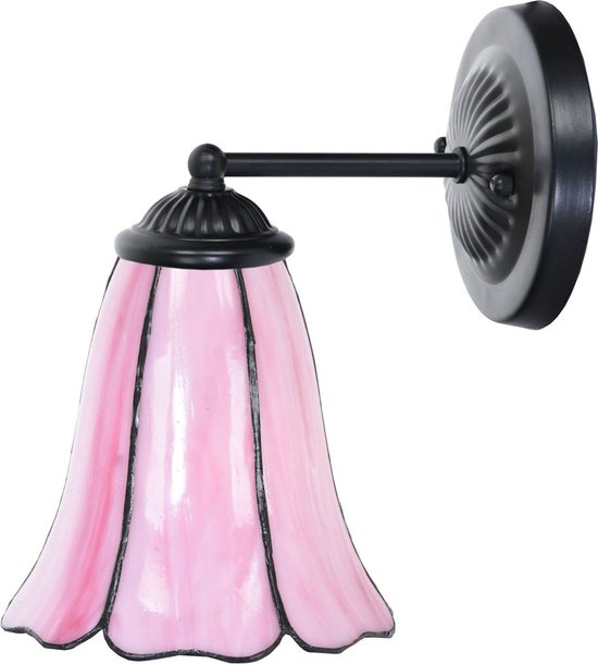 Art Deco Trade - Tiffany wandlamp zwart met Liseron Pink