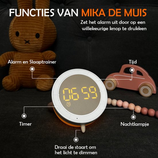 Mika de Muis - Slaaptrainer - Wake up light kinderen - Nachtlampje - Kinderklok - Wekker kinderen - Met instructievideo - LunaVida