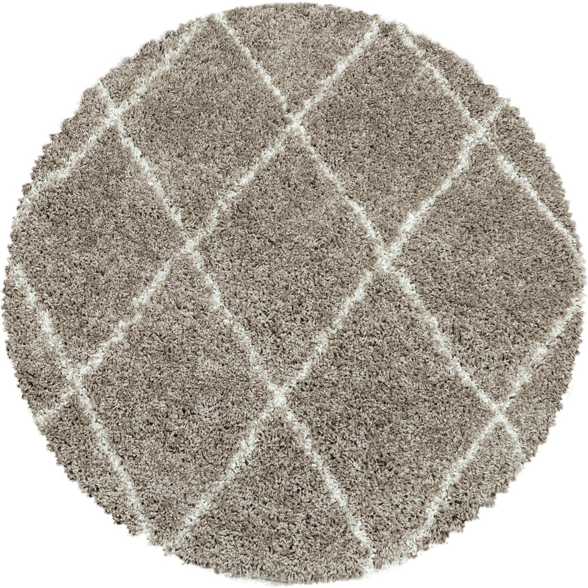 Rond berber vloerkleed - Agadir Lines Beige Creme Ø 160cm