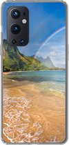 Geschikt voor OnePlus 9 Pro hoesje - Een mooie regenboog bij Tunnels Beach op Hawaii - Siliconen Telefoonhoesje