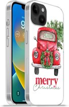 Geschikt voorApple Iphone 14 Plus - Soft case hoesje - Kerst - Auto - Spreuken - Quotes - Merry Christmas - Siliconen Telefoonhoesje
