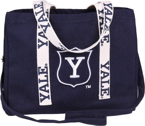Marineblauwe, katoenen schoudertas - Yale University