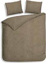 Premium luxe flanel dekbedovertrek uni Washed taupe | lits-jumeaux (240x200/220) | warm en hoogwaardig | ideaal tegen de kou | inclusief 1 kussenslopen