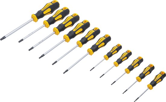 Kraftmann 11-delige Torx Schroevendraaierset - T-Profiel Resitorx - Met Boorring