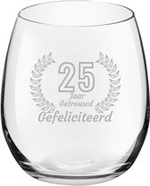 Gegraveerde Drinkglas 39cl Gefeliciteerd 25 jaar getrouwd