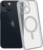 ShieldCase geschikt voor Apple iPhone 13 Mini hoesje transparant Magneet metal coating - zilver - Shockproof hoesje - Extra robuuste rand - Beschermhoesje - Shockproof Hardcase - Transparant doorzichtig hoesje