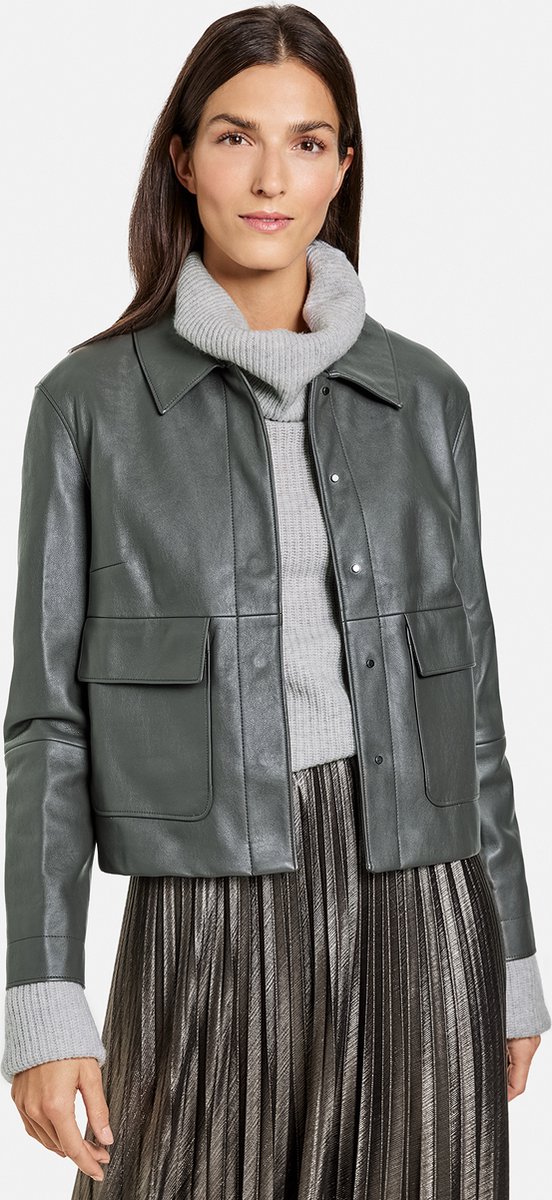 GERRY WEBER Dames Jas van imitatieleer dark Taupe-44