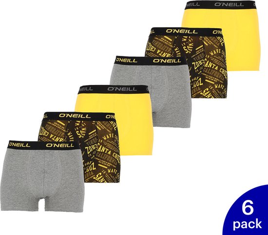 6-Pack O'Neill heren boxershorts met logo 900343 - geel / grijs