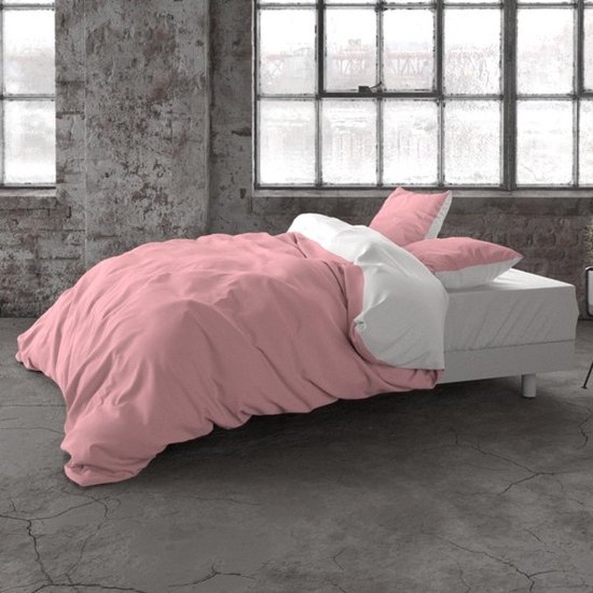 Dekbedovertrek - Two Tone Pink White - 240x220cm