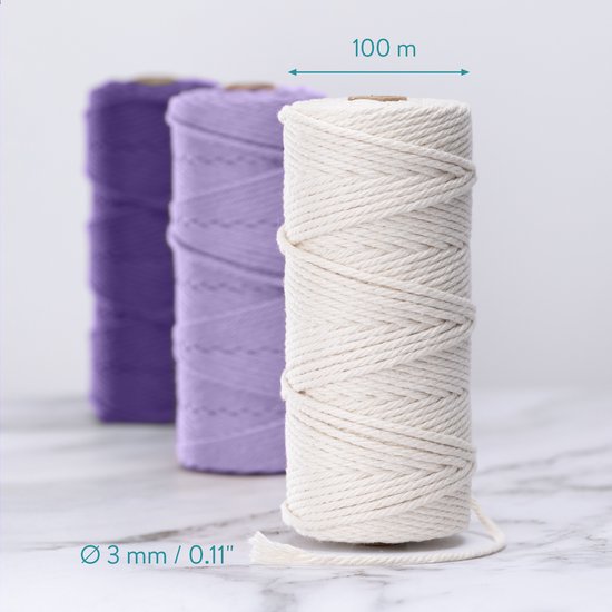 Fiyuer Macramégaren, 4 stuks, 2 mm x 100 m, macramégaren