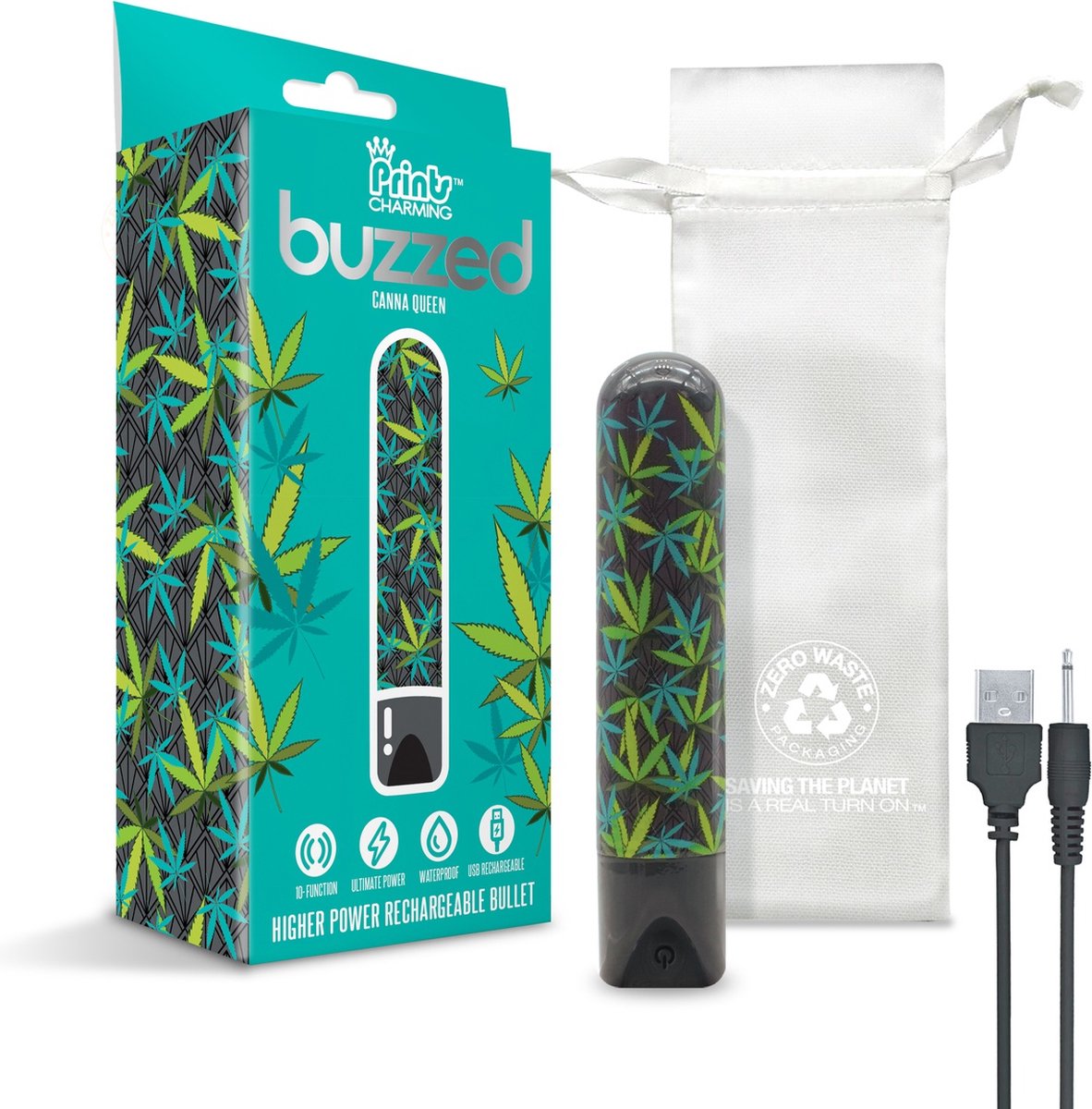 Global Novelties Vibrator Love Toy PRINTS CHARMING BUZZED CANNA QUEEN Multicolours