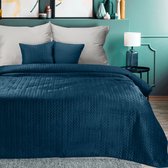 Oneiro’s luxe SI/ LUIZ /type 4/ Beddensprei Donkerblauw - 200x220 cm – bedsprei 2 persoons - donkerblauw – beddengoed – slaapkamer – spreien – dekens – wonen – slapen