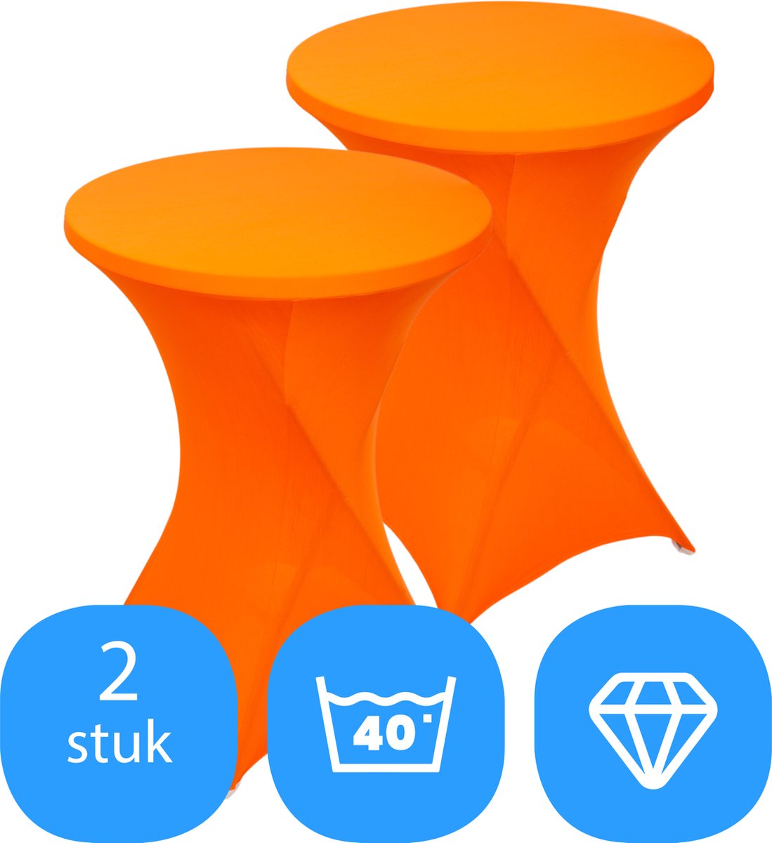 Statafelrok Oranje x 2 – ∅80-85 x 110 cm – Statafelhoes Stretch 2 Stuks – Tafelhoezen voor Statafel – Geschikt voor Horeca Evenementen | Sta Tafel Hoes | Staantafelhoes | Trouwerij