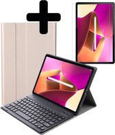 Hoes Geschikt voor Lenovo Tab M10 Plus 3rd Gen Hoes Keyboard Cover Toetsenbord Hoesje Met Screenprotector - Hoesje Geschikt voor Lenovo Tab M10 Plus (3e Gen) Toetsenbord Hoes - Goud