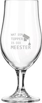 Gegraveerde bierglas op voet 49cl Wat een topper is die meester